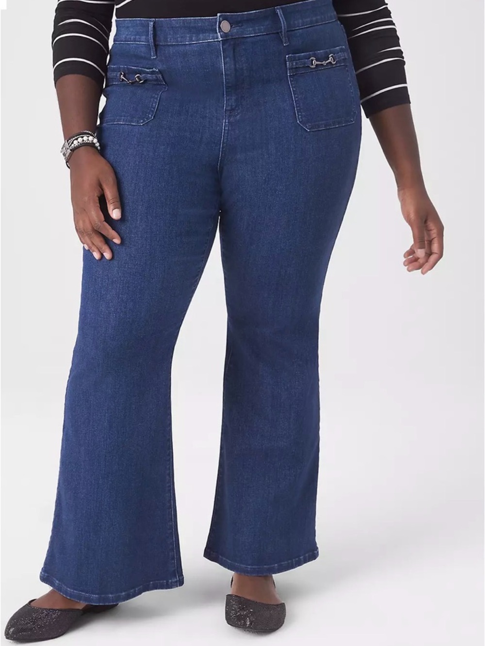 Lane Bryant Signature Fit High-Rise Dressy Flare Jean Medium Wash Size 20